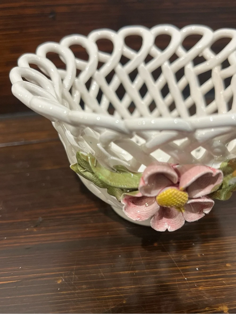 Capodimonte Vintage Reticulated Porcelain Bowl 4” Diameter - Handmade in Italy